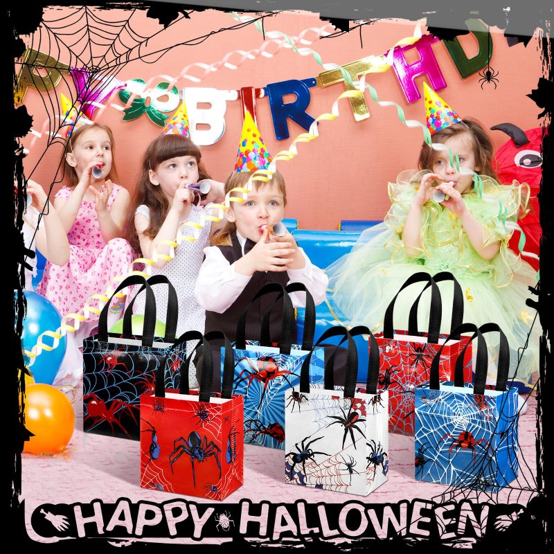 GliCraft 40 Pcs Spider Party Favor Bags Spider Web Goodie Bags Spider Non-woven Bags Bulk with Handles Reusable Birthday Treat Candy Bags for Spider Birthday Party Favor 7.87 x 7.87 x 3.54 Inches - Image 2